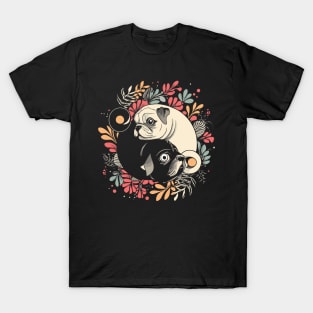Yin and Yang Cute Pug Puppy Dogs T-Shirt